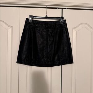 Free People Black Leather Mini Skirt